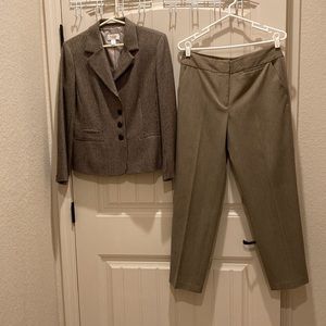 Talbots Petites 2 Pc Wool Houndstooth Blazer Coat Jacket & Pants Women’s Sz 10